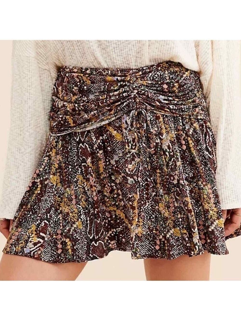 Free People Saturday Sunday BOHO Side Zip Mini Skirt Day Night Combo Sz 2